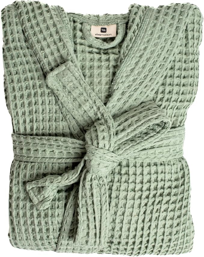 Unisex Hooded Waffle Robe for Women & Men 100% Turkish Cotton | Quick-Dry Bathrobe | Cozy Housecoat for Lounging