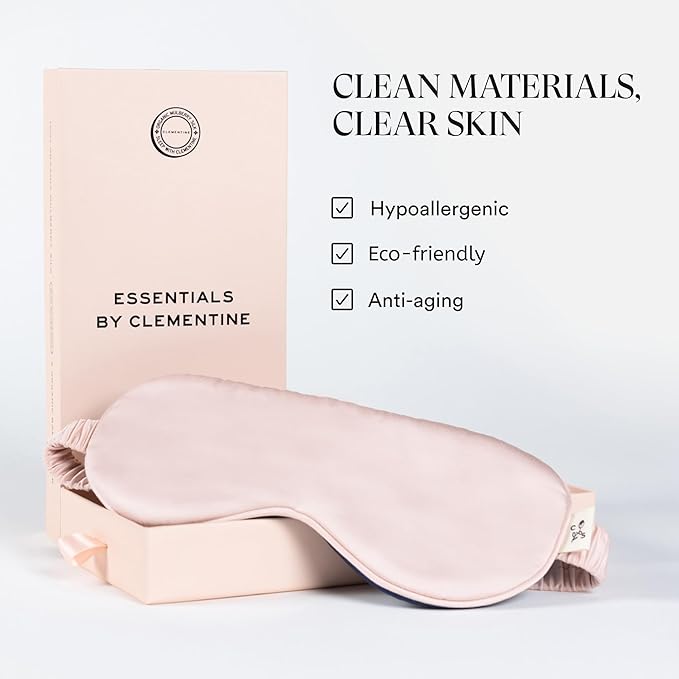 Clementine Mulberry Silk Sleep Mask | Full Blackout Contoured Eye Mask for Sleeping | Organic & Non-Toxic | Oversized Night Blindfold | Hypoallergenic & Frizz-Free Eye Cover for Deep Sleep
