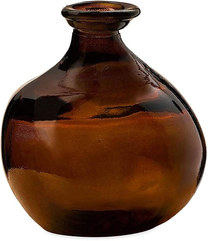 Bubble Recycled Glass Balloon Vase, 6.25 Dia x 7 H - Chocolate