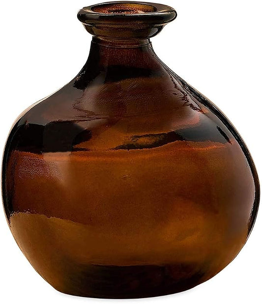 Bubble Recycled Glass Balloon Vase, 6.25 Dia x 7 H - Chocolate