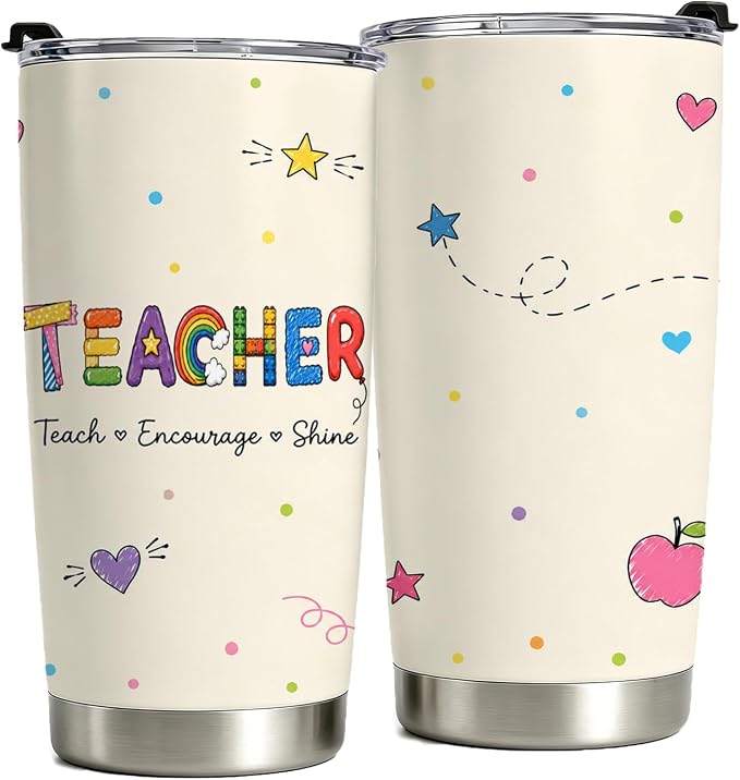 Teacher Appreciation Gifts Teacher Gift from Students Travel Tumbler 20 oz | Teacher Week Gift 20oz Insulated Tumbler for Thanksgiving Birthday Back to School Pre K Preschool Christmas Coffee Travel Mug