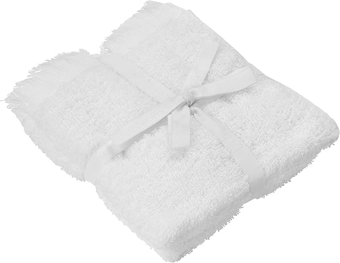 Blomus FRINO Fringed Organic Cotton Terry Guest Hand Towels 12 x 20-2pcs - White