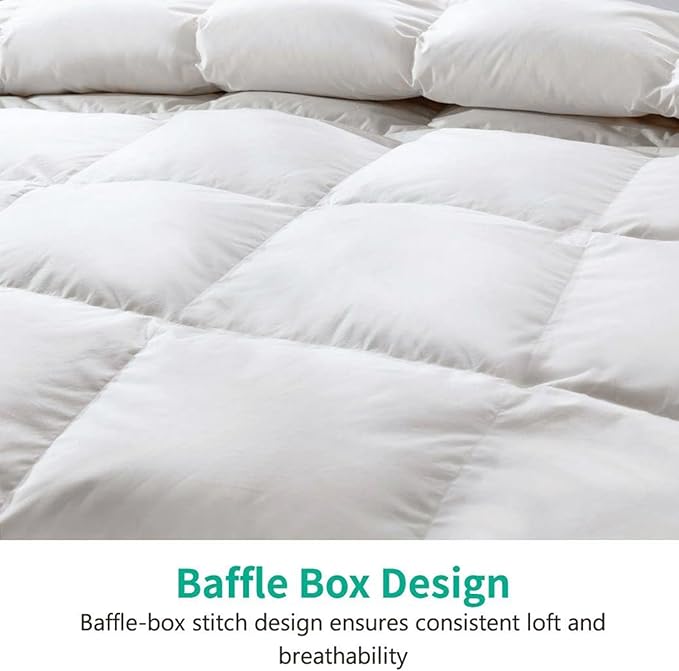 APSMILE Lightweight Down Feather Fibers Comforter California King, Cooling Down Feather Fibers Duvet for Warm Weather -100% Organic Cotton Cover, Summer Duvet (Ivory White, 104x96)