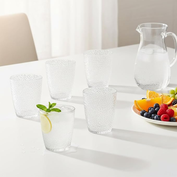 Clear Acrylic Drinking Glasses Set of 6, Plastic Cups Reusable, Unbreakable Water Tumblers, Acrylic Glasses Drinkware for Juice Camping Home Picnic Party, 290 ML/10 OZ