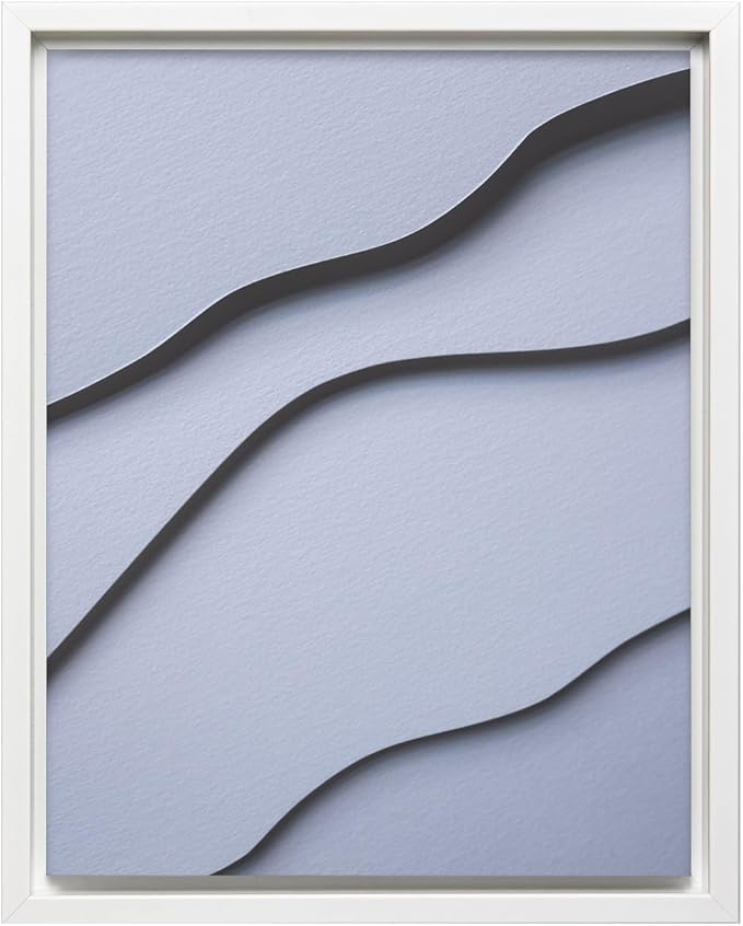 Monem Art Minimalist White Paper Waves Print - Abstract Scandinavian Texture Poster - Wall Decor for Living Room, Bedroom or Office - 8x10 White Framed CANVAS Wall Art by Mareike Bohmer