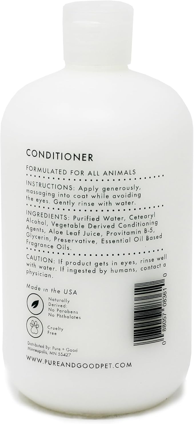 Pure + Good - Shampoo and Conditioner Set, Formulated for All Pets, Gentle and Cleansing, Made in The USA, Cruelty Free, 16 fl oz (Cedarwood + Sage)