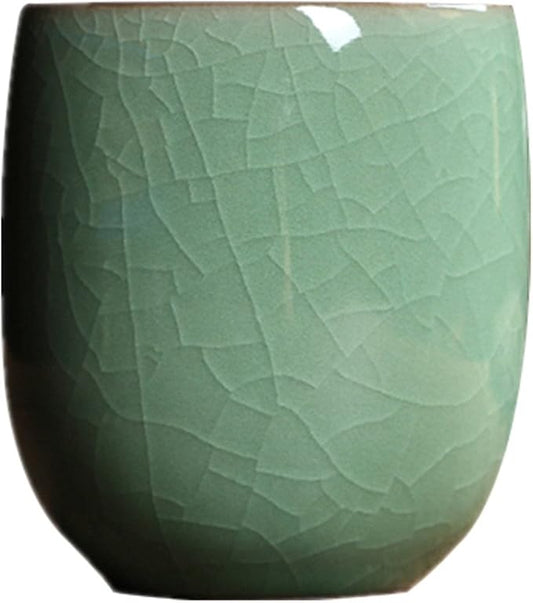 TeaCups Handmade Celadon Ceramic 5oz Japanese Style Coffee Cup Porcelain Mugs for Tea and Beer(1, Army Green Cracking)