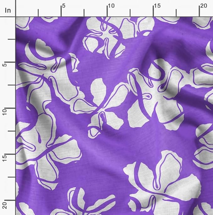 Soimoi Luxurious 58" Wide Purple - Floral Printed, Cotton Jersey Fabric - Perfect Material for Clothing, Home Decor, Craft Projects, 1 Yard
