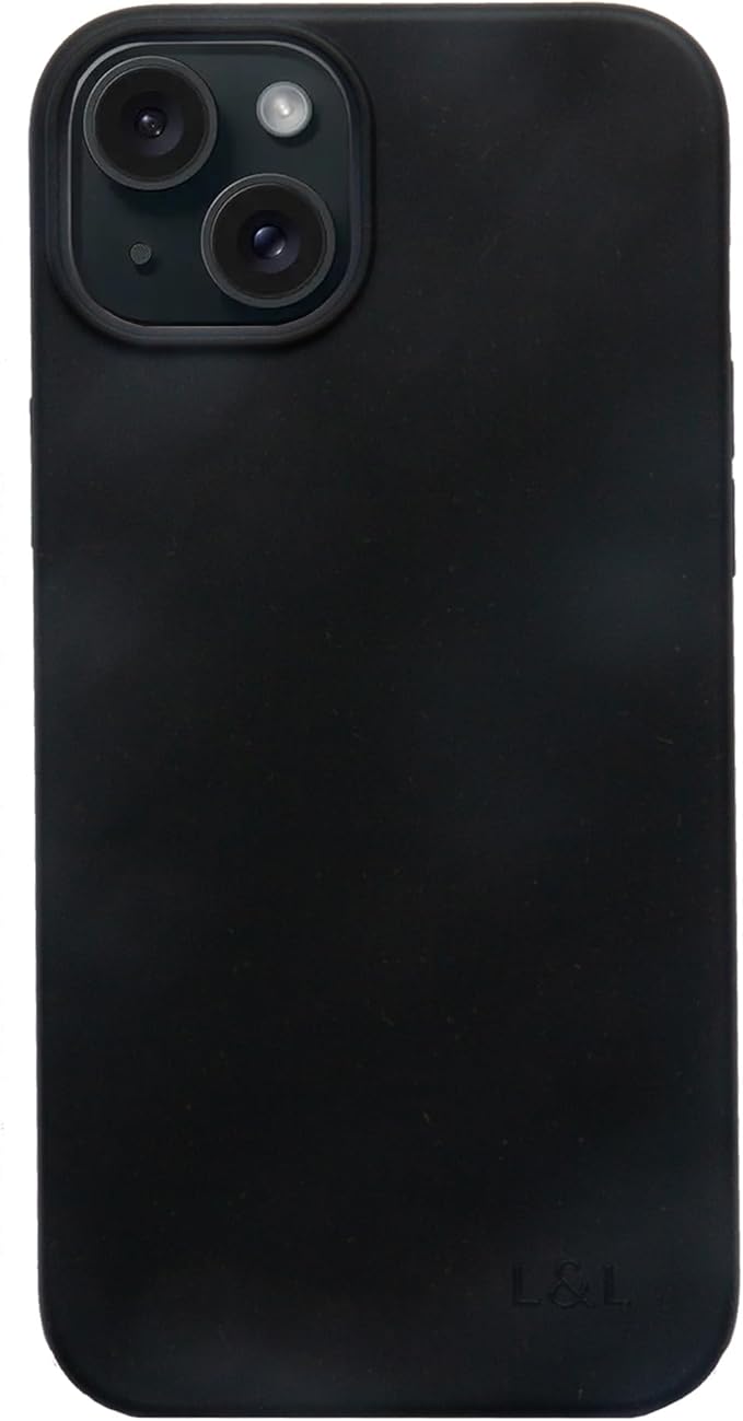 LOAM & LORE Biodegradable Phone Case for iPhone 15 Plus, Plastic Free Eco Friendly Phone Case, Plant Based Compostable iPhone 15 Plus, Premium Zero-Waste Phone Cover (Black)