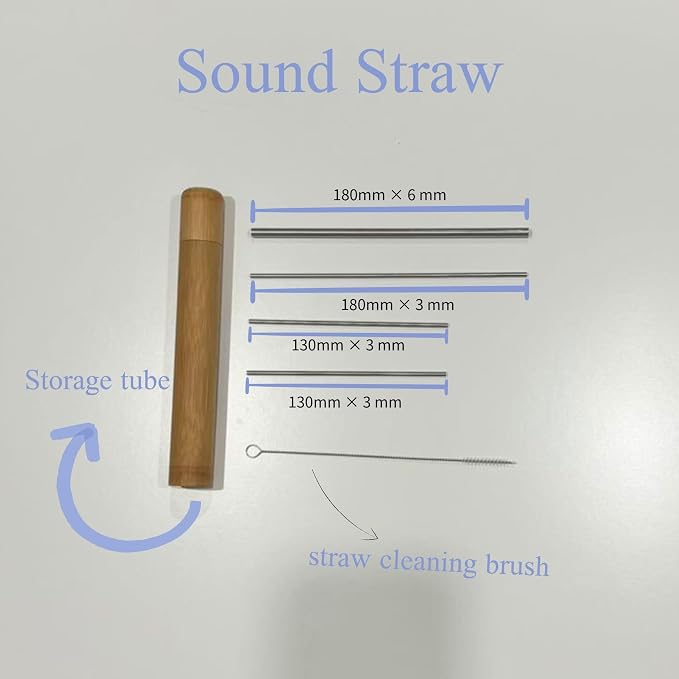 Singing Straws for Vocal Training Kit, Vocal Straw Set - 4 Voice Straws (2×5″×3 mm, 1×7″×3 mm, 1×7″×6 mm) with Cleaning Brush & Bamboo Carry Tube – Portable Vocal Trainer for Singing