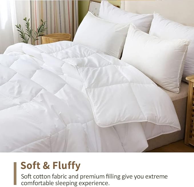DWR 100% Cotton Fabric Covered Down Alternative Comforter| All-Season Weight, Queen (88x88)