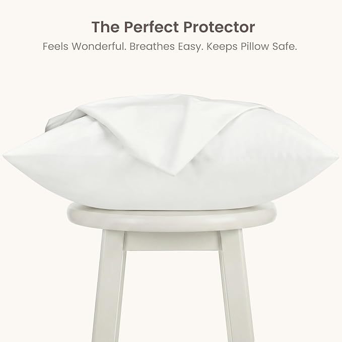 Bioweaves Organic Cotton Jersey Knit Waterproof Pillow Protector Covers with Zipper Closure – GOTS Certified Soft & Quite Pillow Encasement – Standard Size, 20 x 26 inches, Set of 2