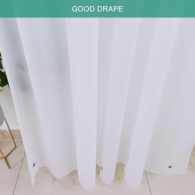 Short Shower Curtain Liner 60 Inch Length, Frosted PEVA Plastic Waterproof Opaque Shower Liner with 3 Stronger Magnets, No Smells with Rustproof Grommets (72" W x 60" L)