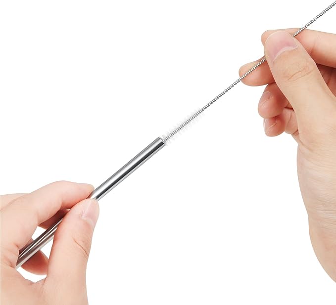 wholesale 25 Piece Set Stainless Steel Straws Long 8.5 Inch Drinking Metal Straws Reusable Drinking Straws for 20 OZ (10 Straight | 10 Bent | 5 Brushes)