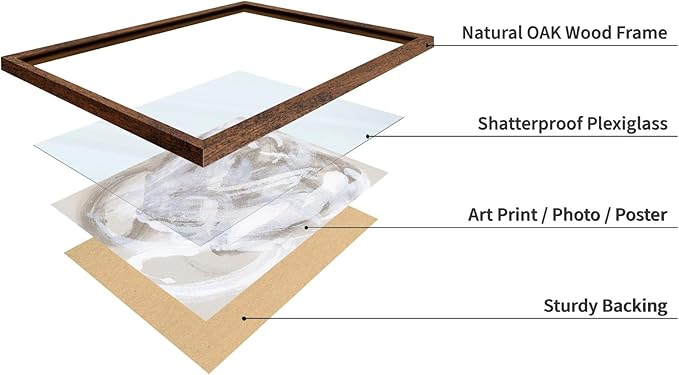 Monem Art Neutral Beige Abstract Brushstroke Painting Print - Scandinavian Minimalist Modern Art Poster - Wall Decor for Living Room or Bedroom - 8x10 Brown Framed Wall Art by Mareike Bohmer
