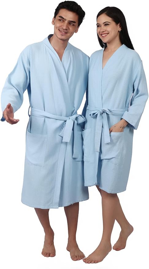 Women's Waffle Bathrobe – 100% Cotton, Lightweight & Absorbent, Spa Robe, Hotel & Lounge Robe