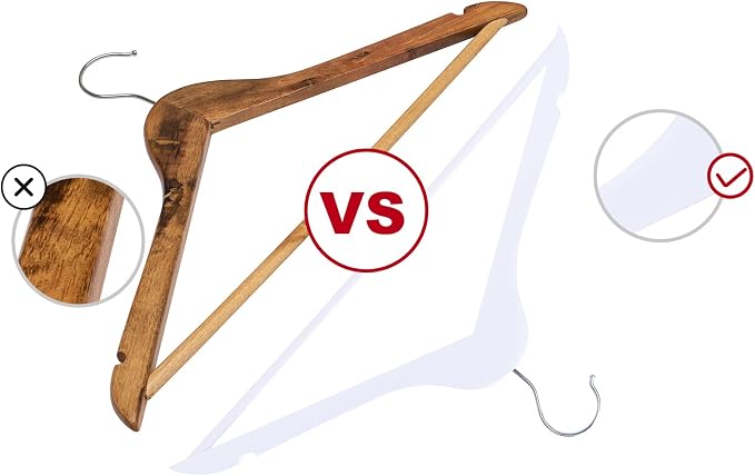 Wooden Hangers 30 Pack, Wood Hangers with Extra Smooth Finish, Precisely Cut Notches & Chrome Swivel Hook, Wooden Clothes Hangers for Shirt Coat Jacket Dress, White
