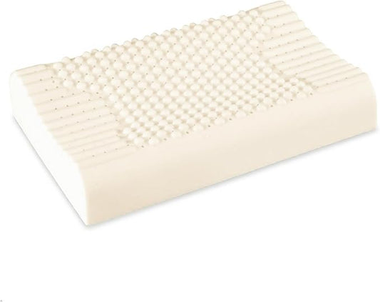 Zenova Natural Latex Pillow — 100% Pure Vietnam Latex Cervical Pillow for Side & Back Sleepers, Dual-Height 4.7"/3.9" Flip, Round Nodule Contour Surface, Premium Gift Box