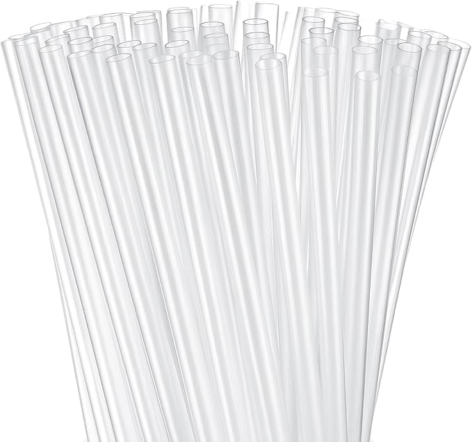 Honeydak 120 Pcs Clear Straws Reusable 9" Plastic Hard Straws Clear Drinking Tube for Smoothies Beverage Cocktail Home Restaurant Party Supply