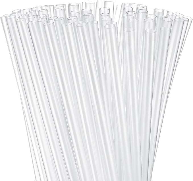 Honeydak 60 Pcs Clear Straws Reusable 9" Plastic Hard Straws Clear Drinking Tube for Smoothies Beverage Cocktail Home Restaurant Party Supply