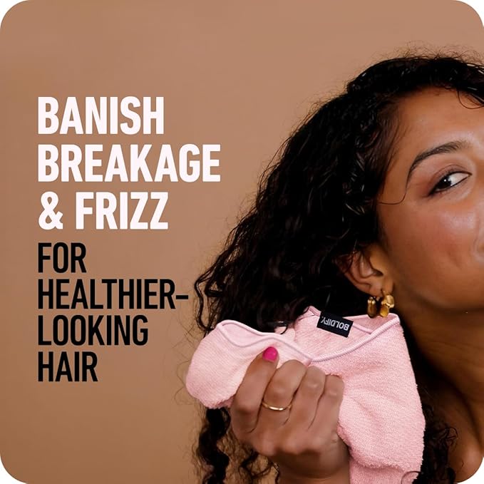 Boldify Quick Dry Microfiber Towel Wrap for Women - for Thin and Curly Hair - Anti Frizz Plopping Towel, Fast Drying Turban - Pink