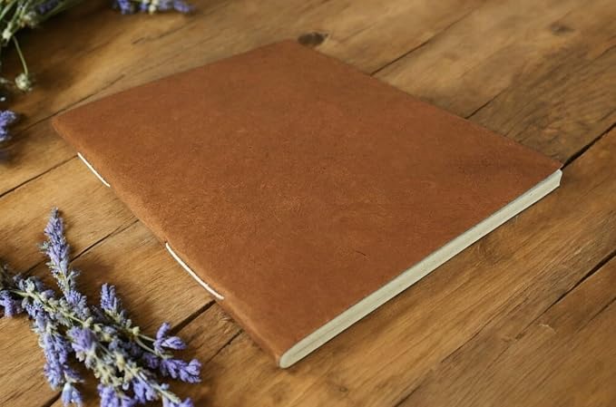 Nepali Companion 8.5x11 inch Notebook with Handmade Paper and Vegetable-Dyed Softcover, Vintage Composition Notebook for Office, School, and Home, Handcrafted in Nepal (Large, Terra Cotta)