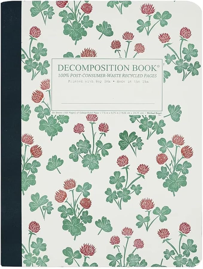Decomposition Crimson Clover College Ruled Composition Notebook - 9.75 x 7.5 Journal with 160 Lined Pages - Cute Notebooks for School Supplies, Home & Office - 100% Recycled Paper - Made in USA