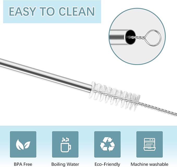 27 Pack metal straws reusable,12 Straight +12 Bent 3 Cleaning Brushes Included,stainless steel straws for 20oz and 30oz Tumblers Dishwasher Safe