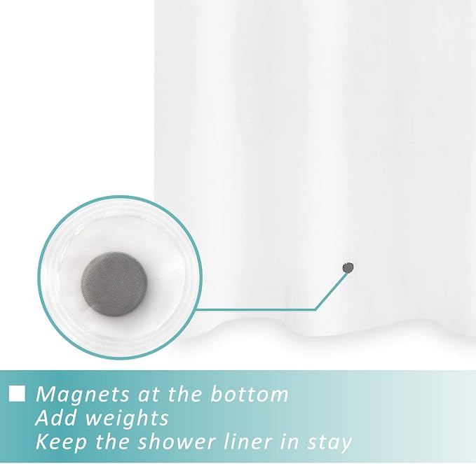 Mrs Awesome Short Shower Curtain Liner with 6 Magnets 72 x 66 inch Frosted Thick PEVA Waterproof Plastic Shower Curtain 72x66, Frost