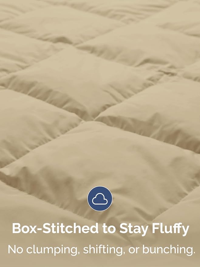 Cal King Size, Beige Alternative Down Comforter - Warm, Lightweight & Breathable Hotel Quality Bedding Set for Men, Women, Kids & Teens - All Season Oversized Cooling Microfiber Duvet Insert Comforter