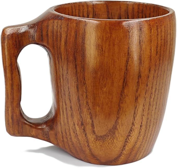 Handmade Wooden Cups, Mugs, Coffee Cups, Practical and Versatile, 9.3 ounces Suitable for Holding Wine, Juice, Tea, Milk, Latte, etc.