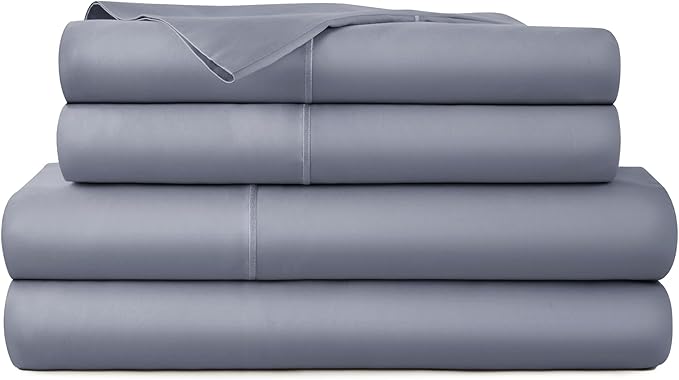 100% Organic Cotton Sheets Full Size - GOTS Certified Organic Bed Sheets with Deep Pocket 300 Thread Count & Cozy Sateen Weave Gets Softer with Each Wash - Luxury 4 Piece Set (Mineral, Full)
