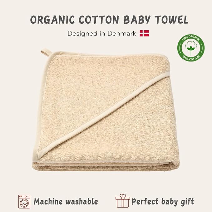 Hooded Baby Towels – 100% Organic Cotton Baby Bath Towels – Baby Boy and Girl Newborn Essentials - Super-Soft and Absorbent. (Fog)