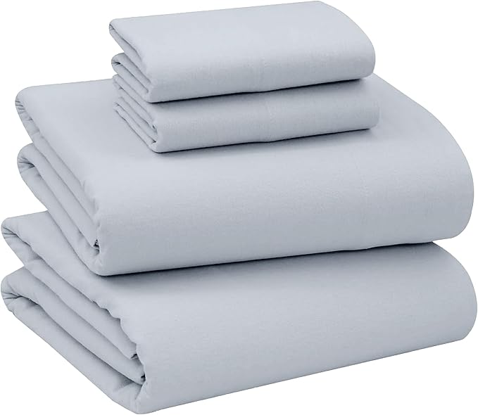 Briarwood Home® Flannel Sheet Set, 100% Organic Cotton, Six-Fold Brushed, Super Soft, Warm, Cozy, Deep Pocket Bedding with NanoTech Infuse for Added Durability and Lasting Comfort (Smoke Grey, Twin)
