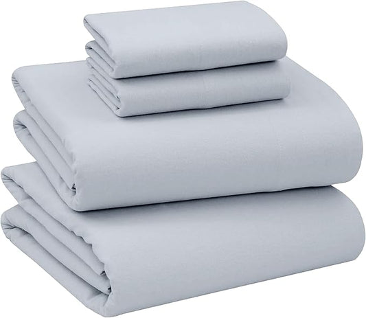 Briarwood Home® Flannel Sheet Set, 100% Organic Cotton, Six-Fold Brushed, Super Soft, Warm, Cozy, Deep Pocket Bedding with NanoTech Infuse for Added Durability and Lasting Comfort (Smoke Grey, Twin)