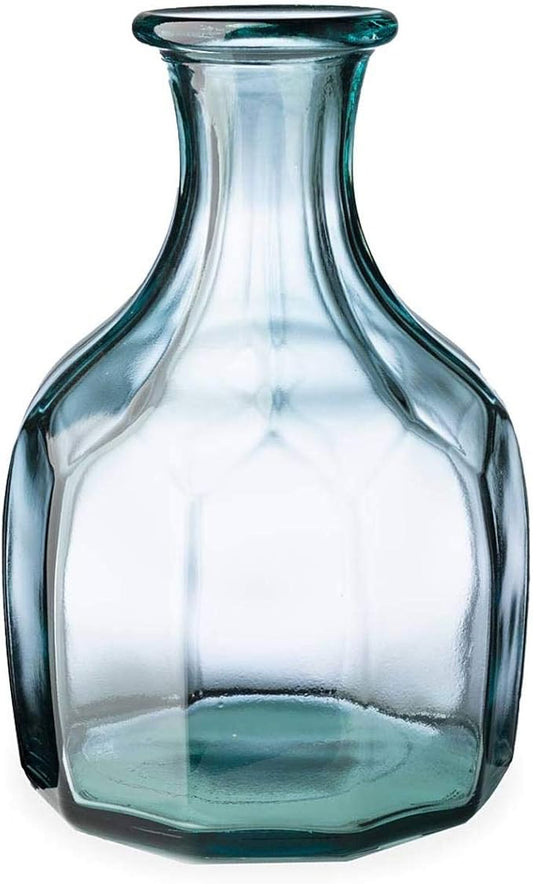 Vivaterra Handmade 100% Recycled Glass Vase from Spain | Clear | 7 Inches Diam x 12 Inches Tall | Modern Farmhouse Home Decor Accents | Table Flowers and Mantle Decoration