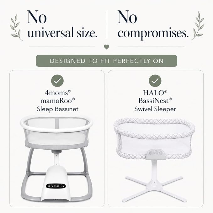 GOTS Organic Bassinet Sheets Compatible with Halo BassiNest Swivel Sleeper, 4moms mamaRoo Sleep Bassinet, Pure Ultra Soft Turkish Organic Cotton
