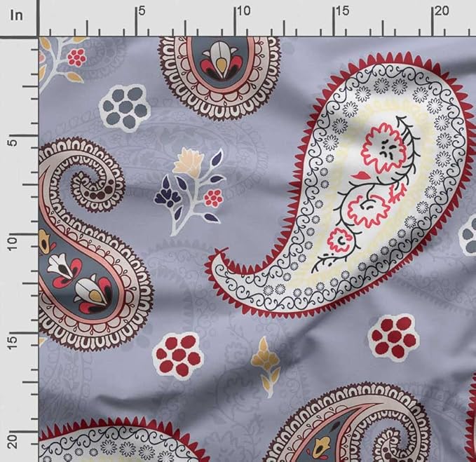 Soimoi Luxurious 58" Wide Purple - Asian Printed, Cotton Jersey Fabric - Perfect Material for Clothing, Home Decor, Craft Projects, 1 Yard