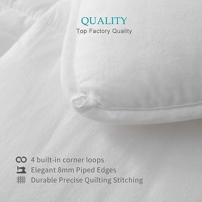 100% Cotton Cover Down Alternative Comforter King Size- Cloud Bed Comforter for All Season, Breathable White Duvet, Ultra-Soft Duvet Insert (106x90)