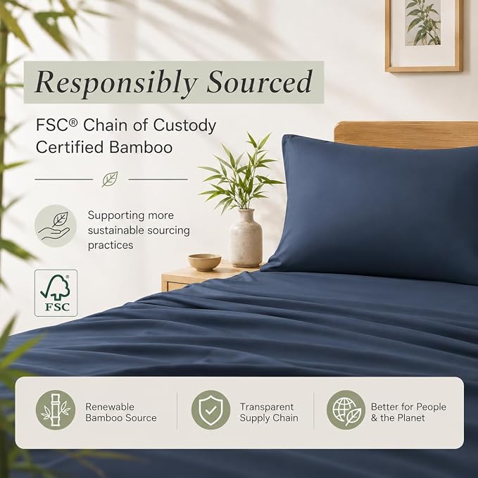 TOSMO Luxury Pillow Case Set of 2-100% Viscose Derived from Bamboo - Oeko-TEX, Silky Soft, Breathble & Cooling Pillow Cases with Envelope Closure (King / 20x40, Slate)