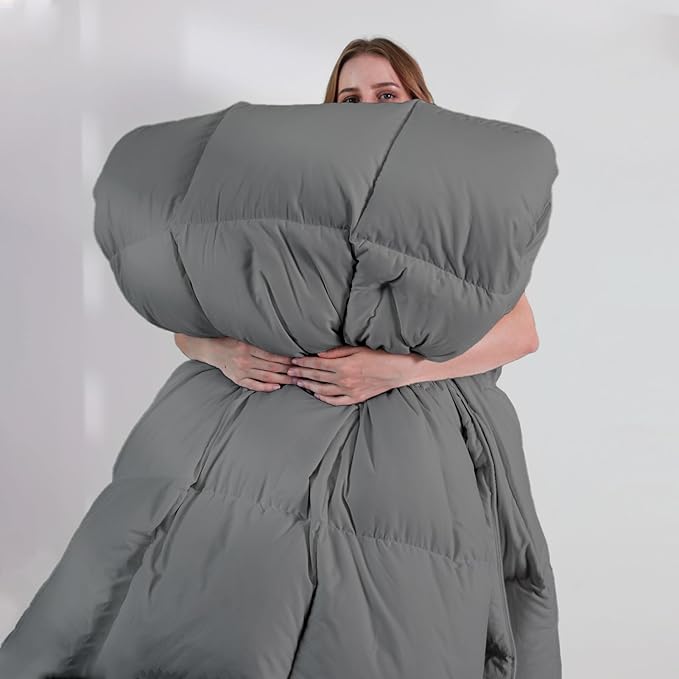 DOWNCOOL Comforters Oversize King Size, Dark Grey All Season Duvet Insert, Lightweight Quilt, Down Alternative Hotel Comforter with Corner Tabs (Dark Gray, Oversize King 116x98 Inches)