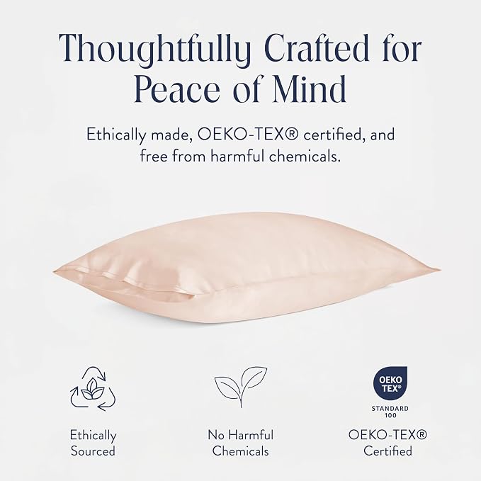 Brooklinen Mulberry Silk Pillowcase – 100% Pure Silk Pillow Case, Soft & Durable, Anti-Friction Comfort, Hight Quality Smooth Texture – Machine Washable & Breathable – King Size (Blush)