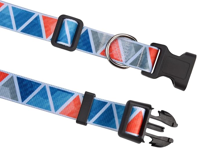 MarukoPet Dog Collar, Adjustable for Small Medium Large Dogs Puppy, Cute Design with Bohemia Floral Tribal Geometric Patterns Boys Girls Dog Collar(Impression Triangle-L)