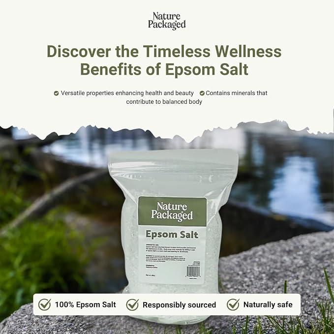 Epsom Salt (48oz) - Direct from The Shore of The Dead Sea - Organic Salt as Body Scrubs, Bath Salt, and Foot Bath Soak 4 Packs