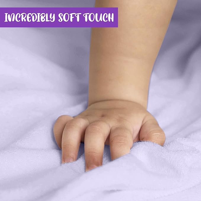 Set of 2 Hooded Baby Towels – White and Purple – Luxurious, Large and Super Absorbent – 35 x 35 Inch – Soft and Suitable for Infants, Toddlers and Kids – 400 GSM
