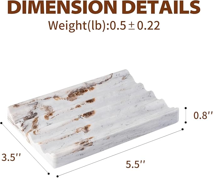Karibiber Soap Holder, Marble Soap Dish for Shower, Bar Soaps Holder with Water Ripple Design, Easy Cleaning Soaps Saver for Kitchen Sink，Bathroom, Executive Indian Natural Stone Soap Tray