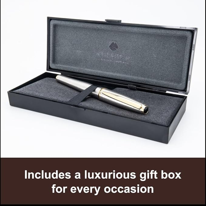 Monteverde USA Aldo Domani Fountain Pen Brushed - Broad Nib - Luxury Writing Pen - JoWo Stainless Steel Nib - Smooth Ink Flow - Refillable - Gift Box Included