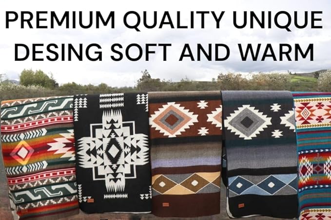 Alpaca Wool Blanket, King Size 100 x 83, Reversible 2 in 1, Thick and Ultra Soft, Hypoallergenic, Non-Itchy, Handmade in Ecuador. Premium Alpaca Wool Thtow Blanket for Cozy Comfort. (Aztec Brow)