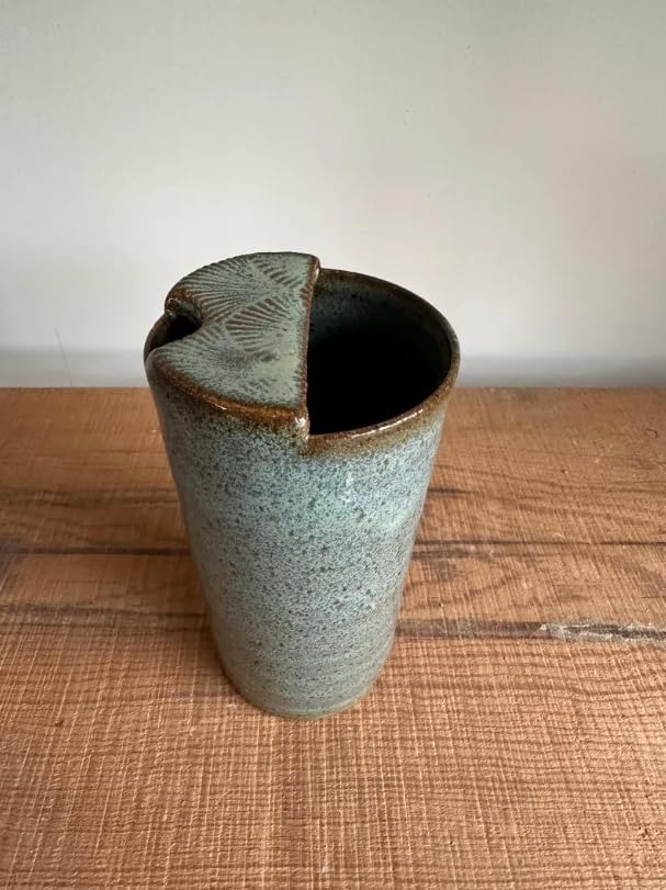 Handmade Ceramic Travel Mug 14 oz Coffee Cup with Textured Lid Reusable Drinkware for Hot and Cold Beverages (Green)