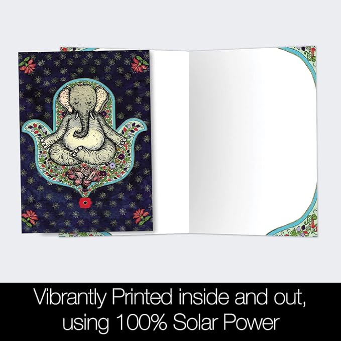 Tree-Free Greetings - All Occasion Cards - Artful Designs - 12 Greeting Cards + White Envelopes - Made in USA - 100% Recycled Paper - 4 x 6 - Meditating Elephant (FS54549)
